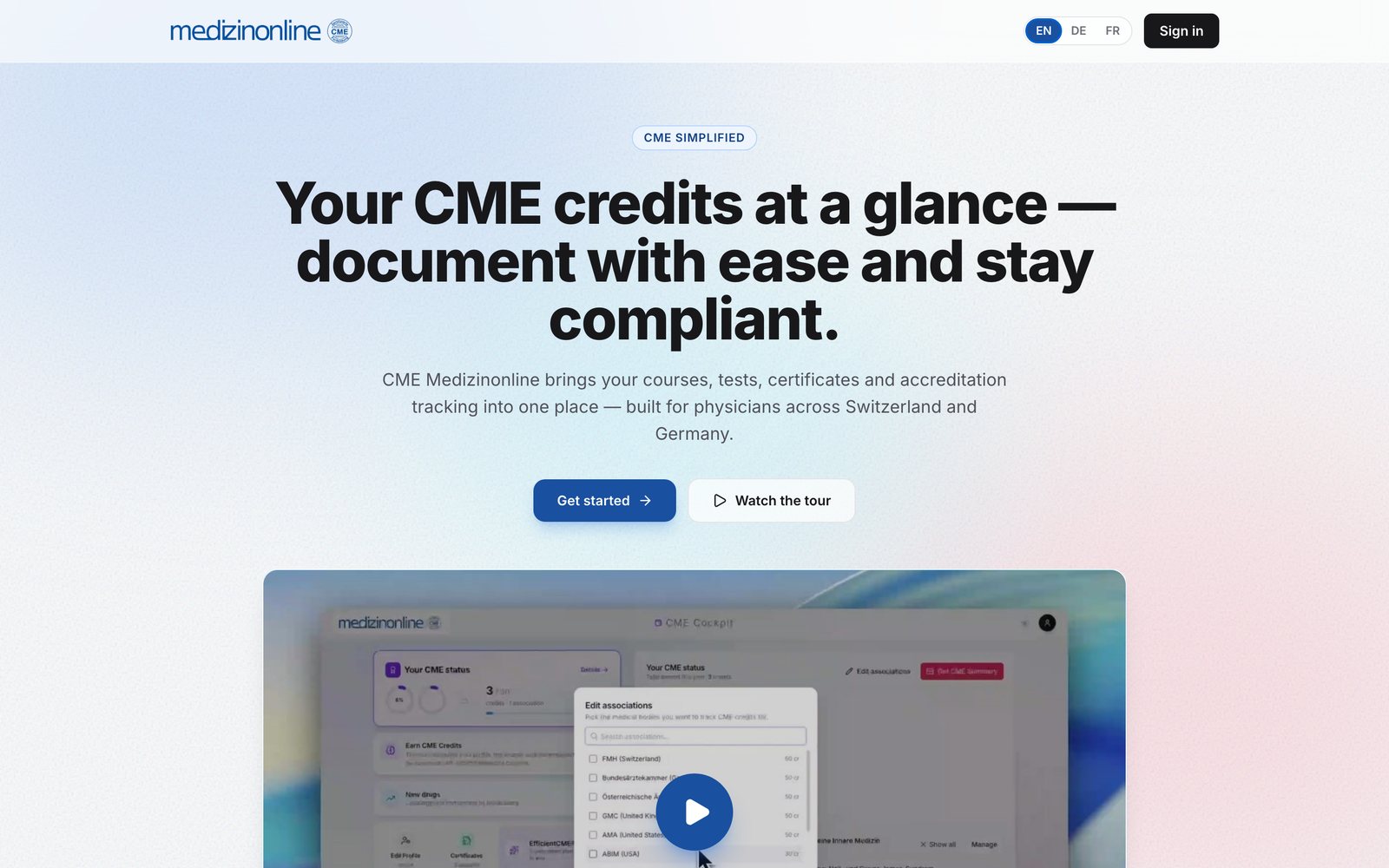 cme.medizinonline.com home page, English edition